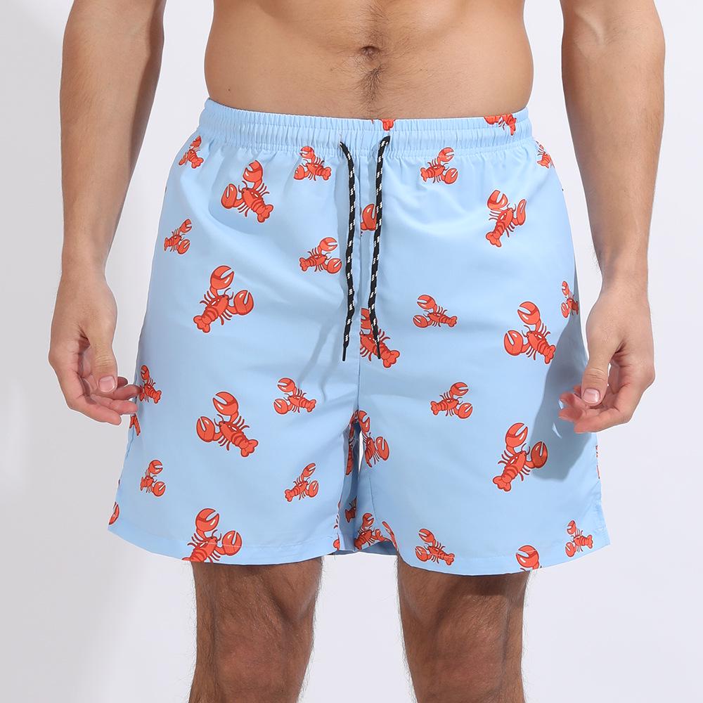 Crazy Muscle Summer Men's Printed Double Layer Plus Size Beach Shorts
