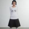 Y2k Aesthetic Cartoon Printing Vintage Fairy T-shirt Ruffled Cute Women Casual Tshirts Harajuku Grunge Ruffled Tees