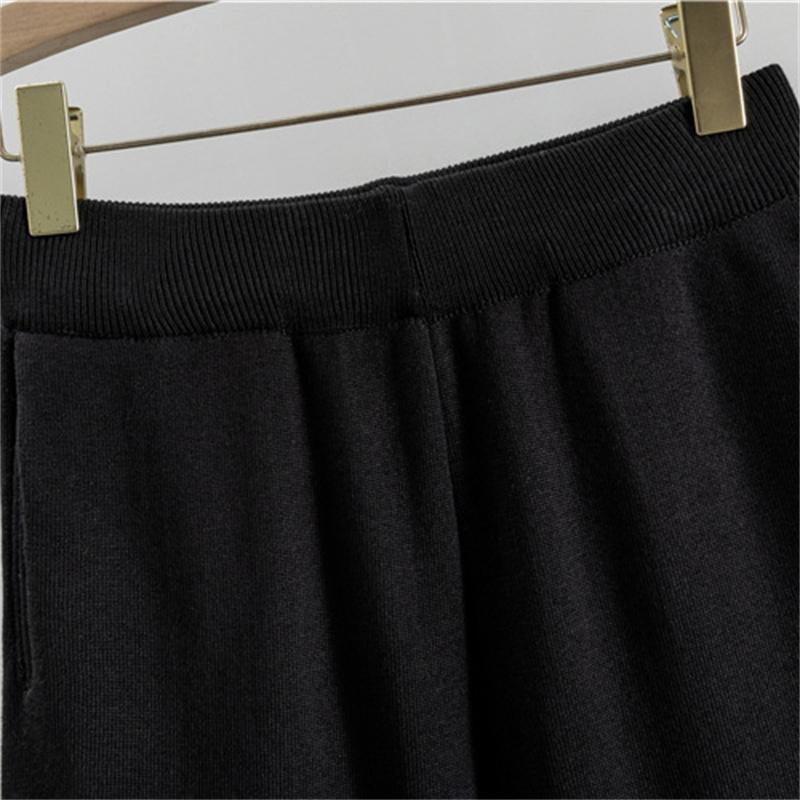 Damen Herbst Strickjacke Jacke Anzug Lässig Mode Sport Weitbeinige Hose Zweiteiliges Set