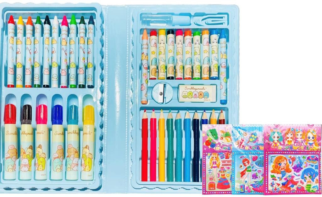 Sumikko Gurashi Stationery Set Drawing Stationery 1 for Drawing Colored Crayons Book-Style (42 Types) - Set, + Sticker, Girls, Bag, Pencils,