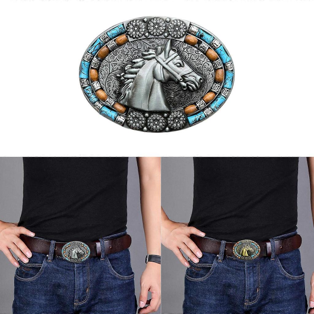 Western Cowboy Carved Belt Buckle Metal Ethnic Style Personality Rock Belt Link Buckle Unisex Belt Buckle DIY Supplies