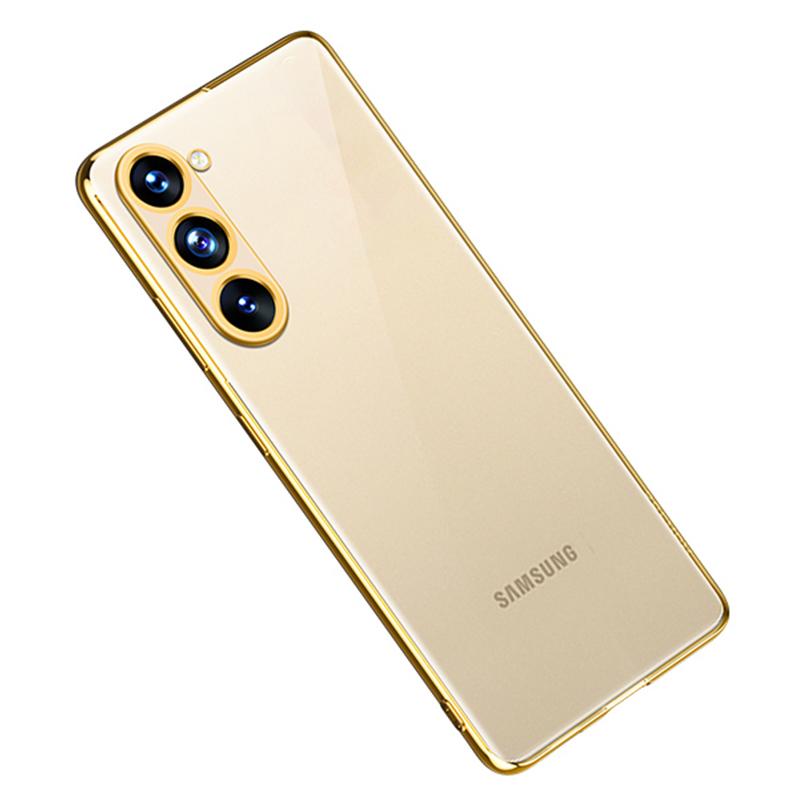SULADA Electroplating Phone Case for Samsung Galaxy S23,Straight Edge Clear TPU Phone Cover