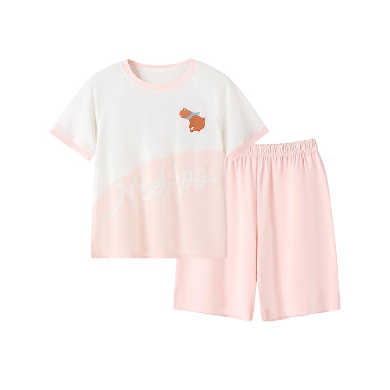 YEEHOO Kids  50S Modal Playful Bear Short Pajama Set 130