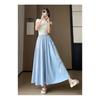 Spring Summer A Line High Waist Pants Skirt Women Trend Fashion Japanese Culottes Casual Loose Ice Silk Wide Leg Pant