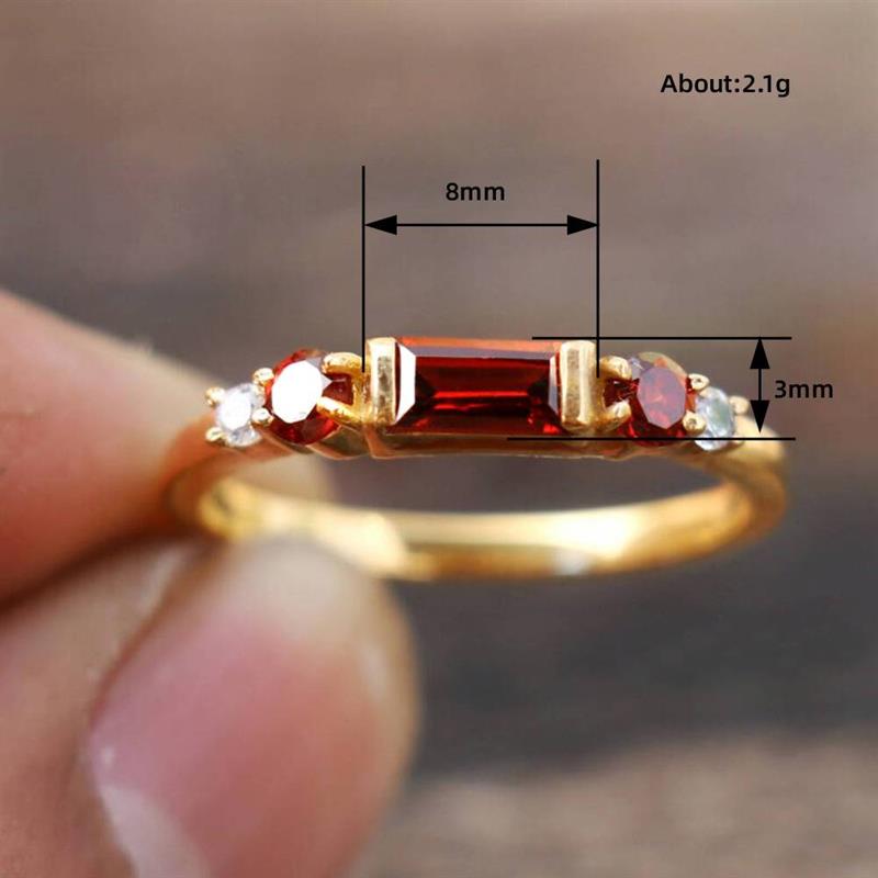 Huitan Versatile Women Gold Color Ring Thin Accessories Inlaid Bright Red CZ Elegant Wedding Party Versatile Jewelry Lady Gift