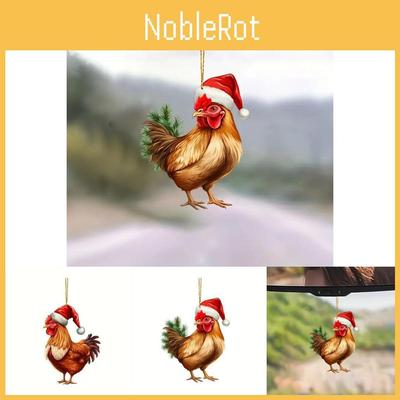 Entzückende Tier Hahn Autodekoration aus Acryl Ideal zum Aufhängen am Weihnachtsbaum und für festliche Stimmung