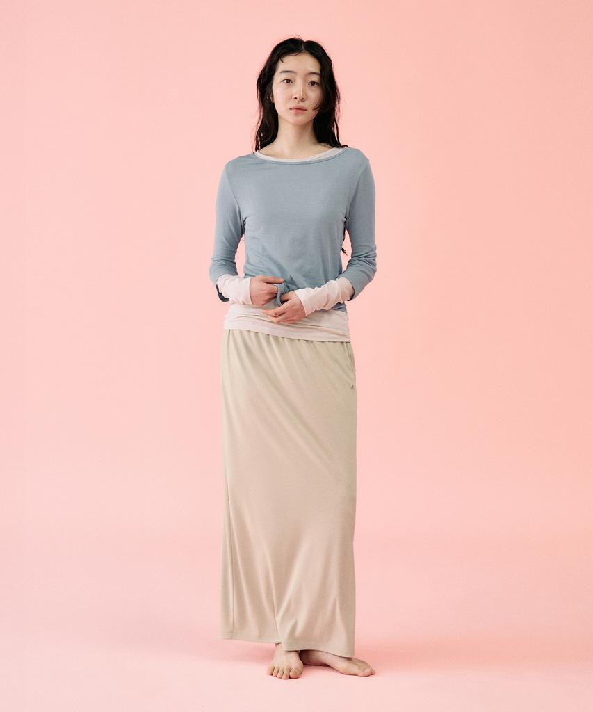 Mangomaenipeullijeu [Routine] York Banding Skirt_Milk Beige