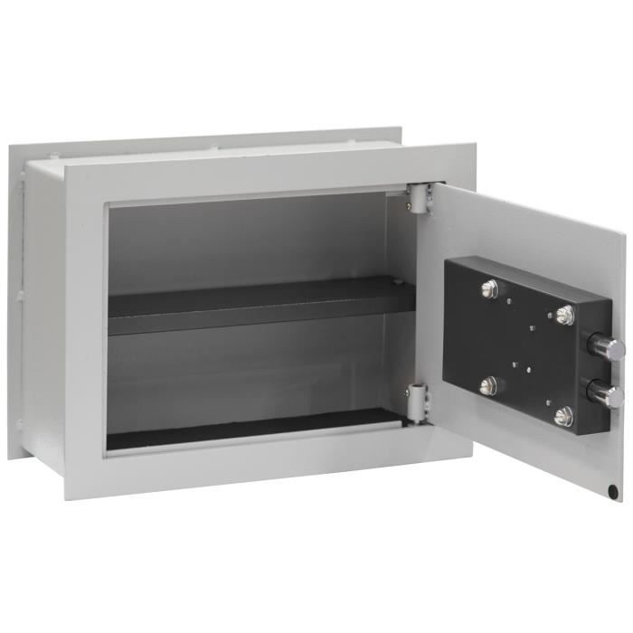 Arregui ideal 5 271340 coffre-fort à emmurer, 5mm, ouverture à clé, moyen 28 x 38 x 20 cm, 14 l gris clair