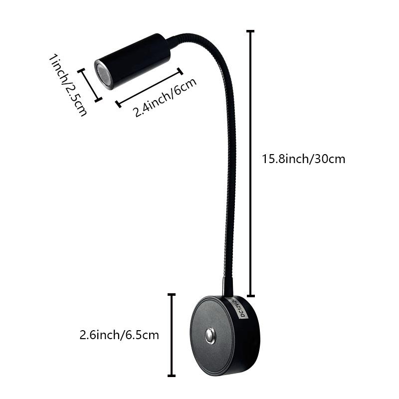 Luz LED de lectura de cuello de cisne para autocaravanas y barcos con regulación táctil