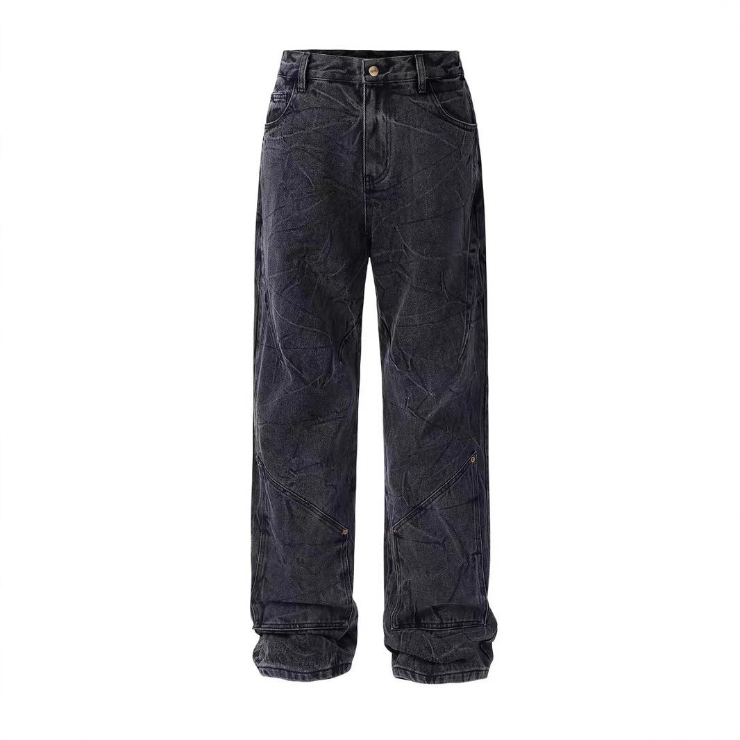 

JYL Unisex Straight Jeans American Color Print Embroidered Spring Denim 3XL амарантовый