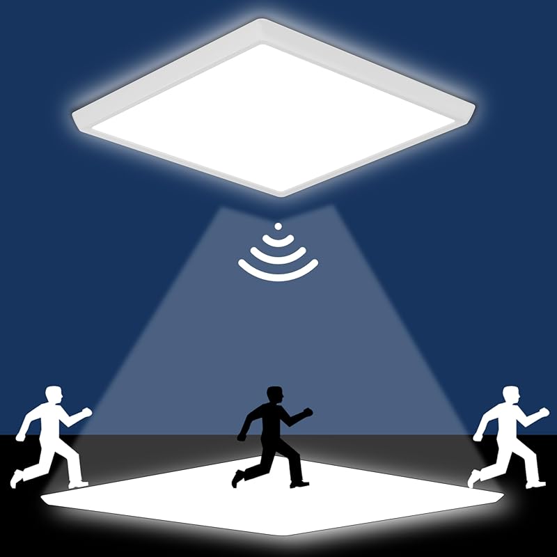 Motion Sensor Ceiling Light Wired - 12 Inch Motion Activated Flush Mount Lighting Fixture - 24W LED Ceiling Light for Closet, Hallway, Porch,