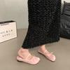 Flat-bottomed Bow Pink Bag Head Half Slippers Women's Shoes Wear 2025 Spring and Summer Mary Jane Ballet Sandals