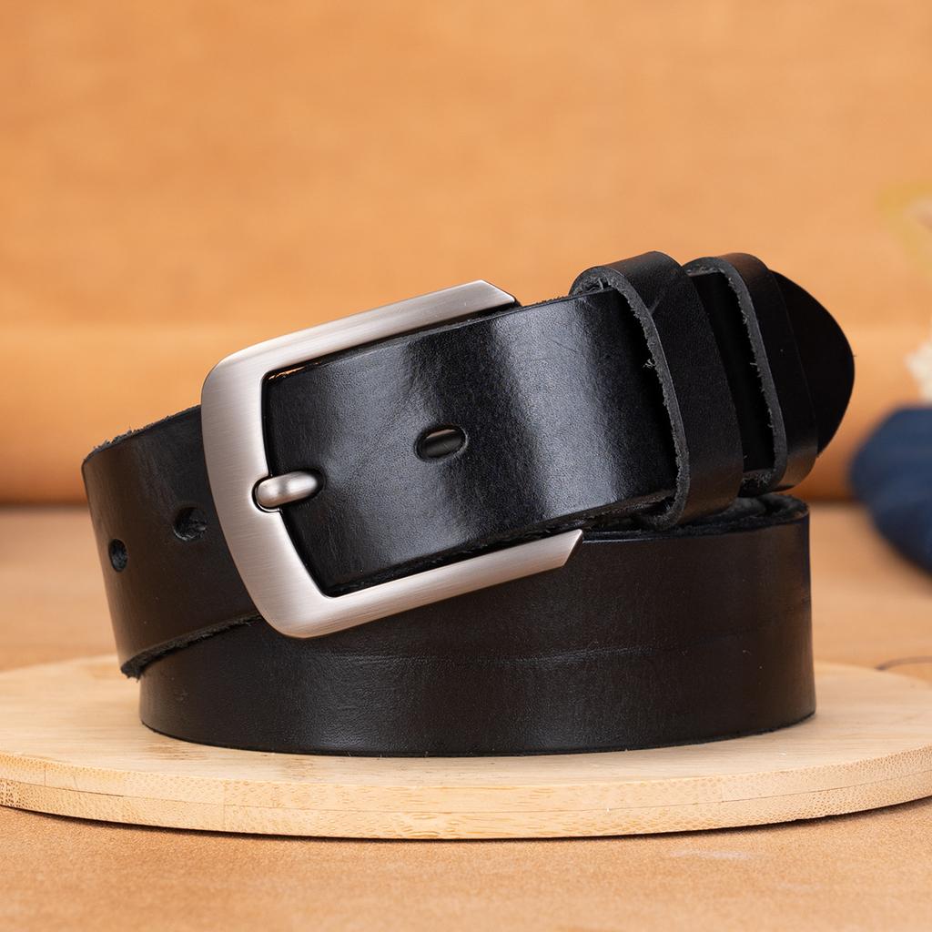 Belt Retro First Layer Cowhide Genuine Leather Versatile Tree Paste Leather Pin Buckle Belt Middle-Aged And Young Men'S Belt
