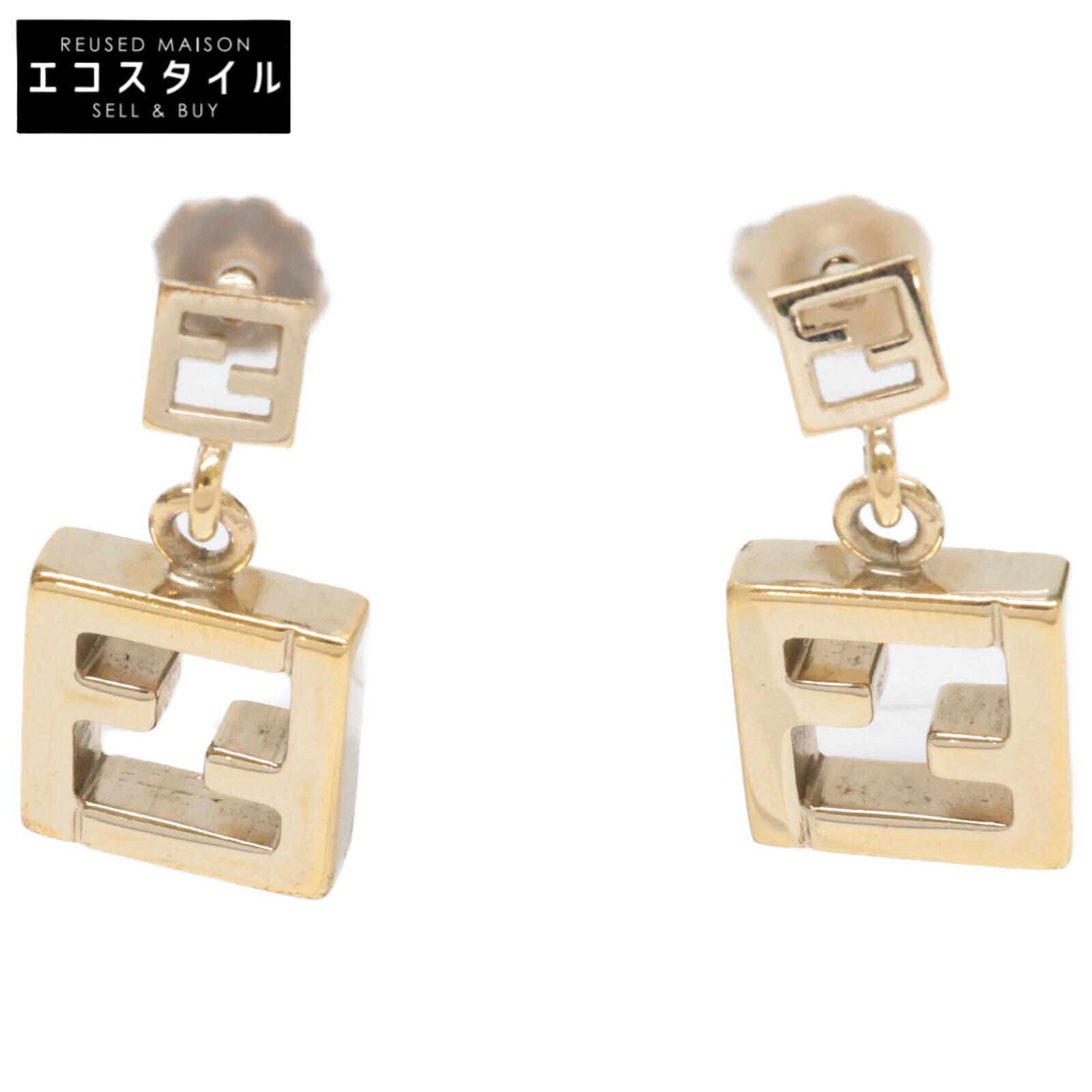

FENDI FF logo square earring goldUsed
