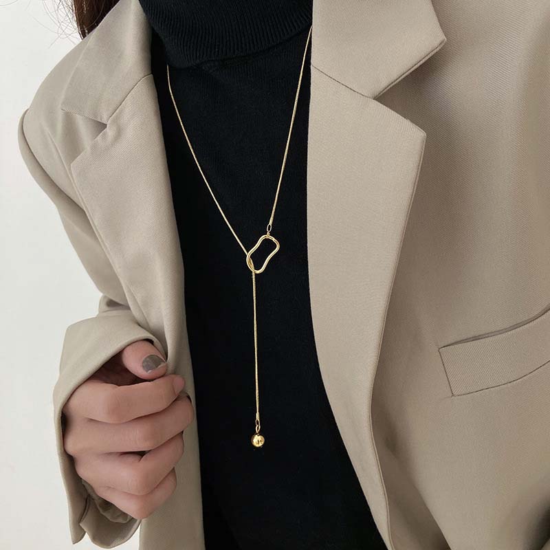Punk Popular Geometric Sweater Box Chain Female Long Necklace for Women Adjustable Fine Jewelry Wedding Party Birthday Gifts