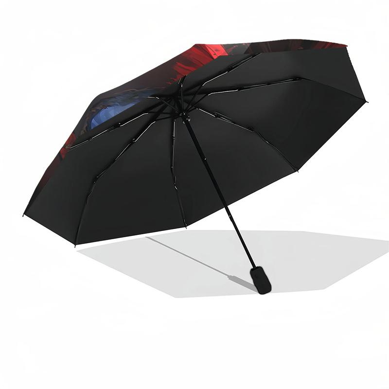 Avatar Inspired Feathered Umbrella: Automatic Opening & Closing, Lightweight 3 Fold Design with Iron Frame Perfect for Fans, Travelers, and