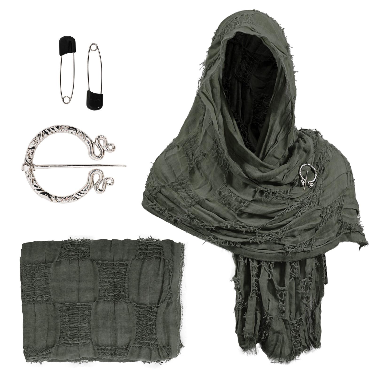 

Средневековый Пустошь Шарф Шаль Костюм Эпохи Возрождения Аксессуар с Брошью-Застежкой Унисекс Хлопковая Смесь Плащ для Хэллоуина темно серый