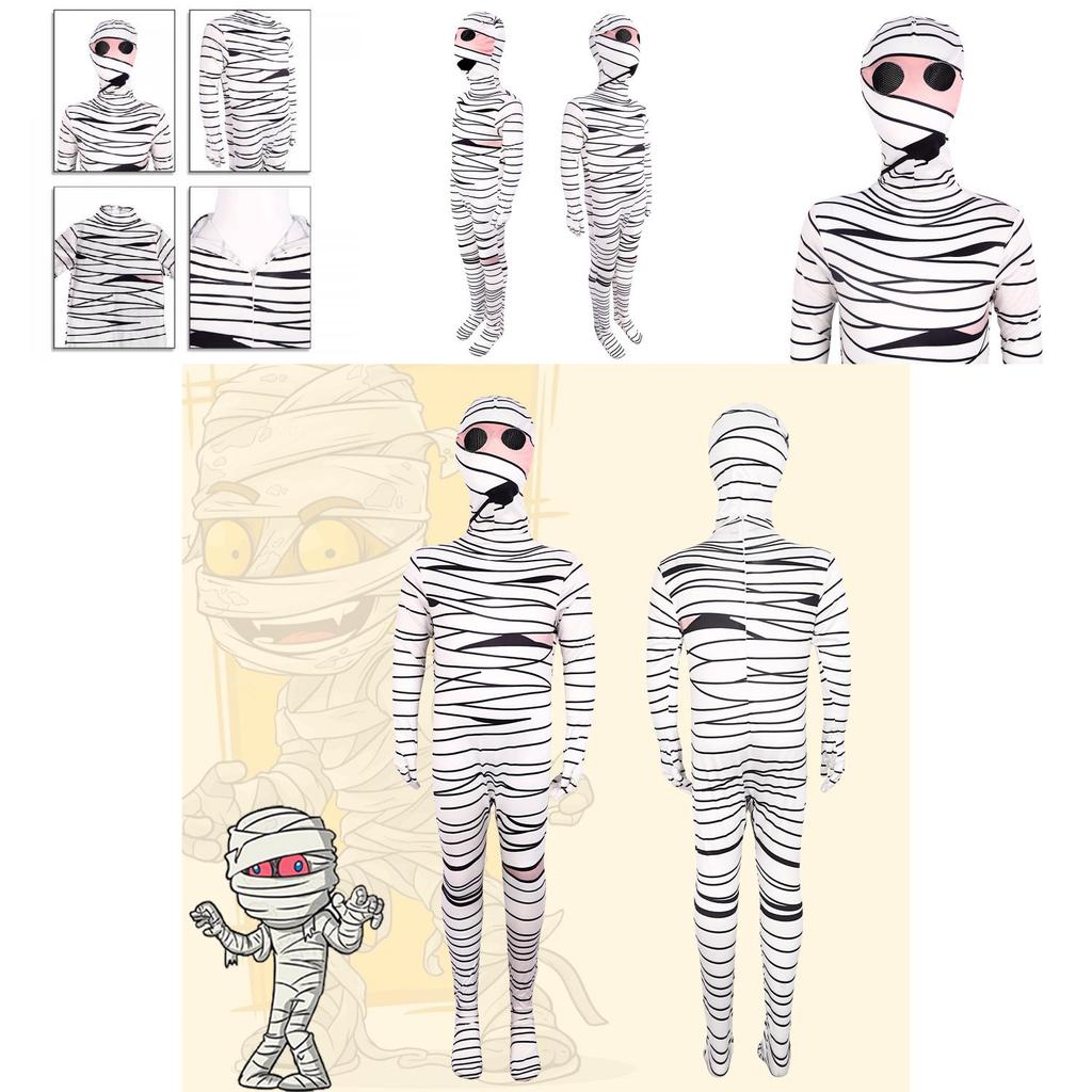 Kids Scary Mummy Costume For Halloween Events Polyester Full Body Outfit