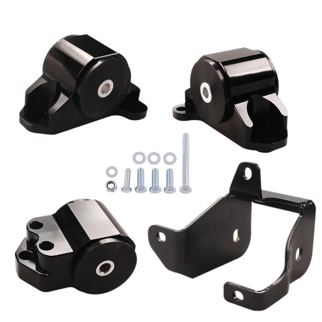 Black 3 Bolts Engine Motor Mount Bracket kit For Honda Civic EK B16 B18 B20 B & D Series 96-00 Aluminum BILEET