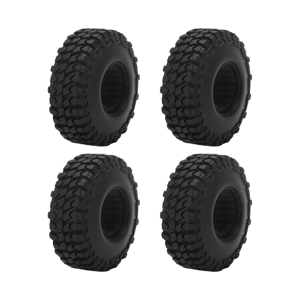 4 Pcs RC Tires Rubber Black Strong Cushioning Remote Control Car Tires with Anti Slip Nuts for Axial SCX24 1 24 RC Car