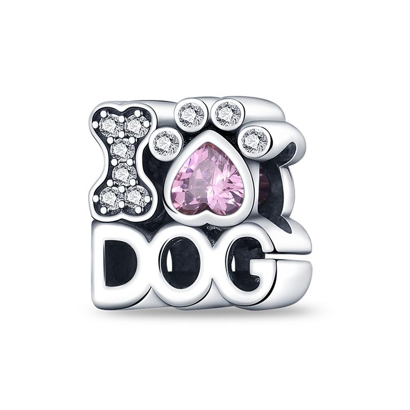 Hapourcopper Dog Dangle Charms Golden Retriever Bone Footprint Beads Fit Original Pan Bracelet Jewelry Making