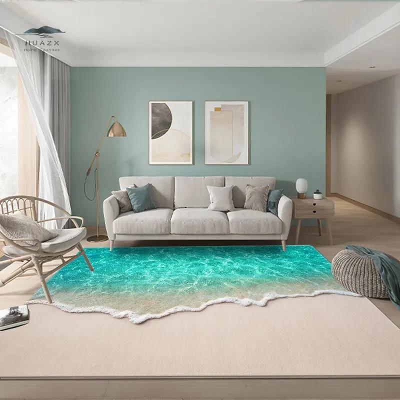 

3D Sea Beach Carpet for Bedroom Lounge Decoration Waves Anti-Slip Rugs Living Room Coffee Tables Floor Mats Home Accessories 40x60cm