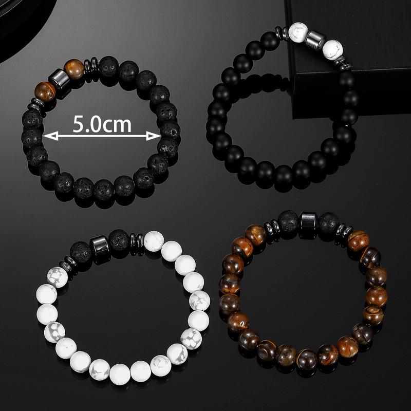Accessories Fashion Beaded Black Stone Tiger Eye Bead Bracelet, Map Stone Bracelet Magnet Bracelet