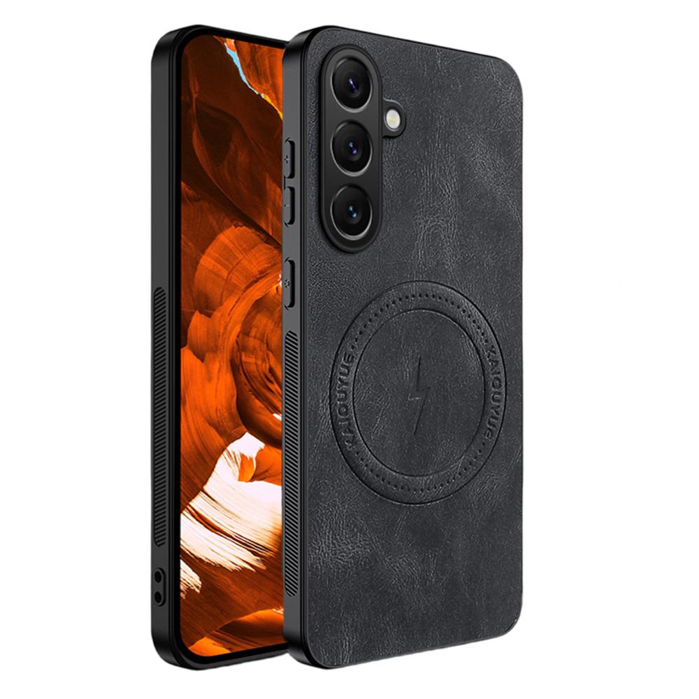 For Samsung Galaxy A57 5G Magnetic Case Nappa Texture PU Leather TPU Phone Back Cover