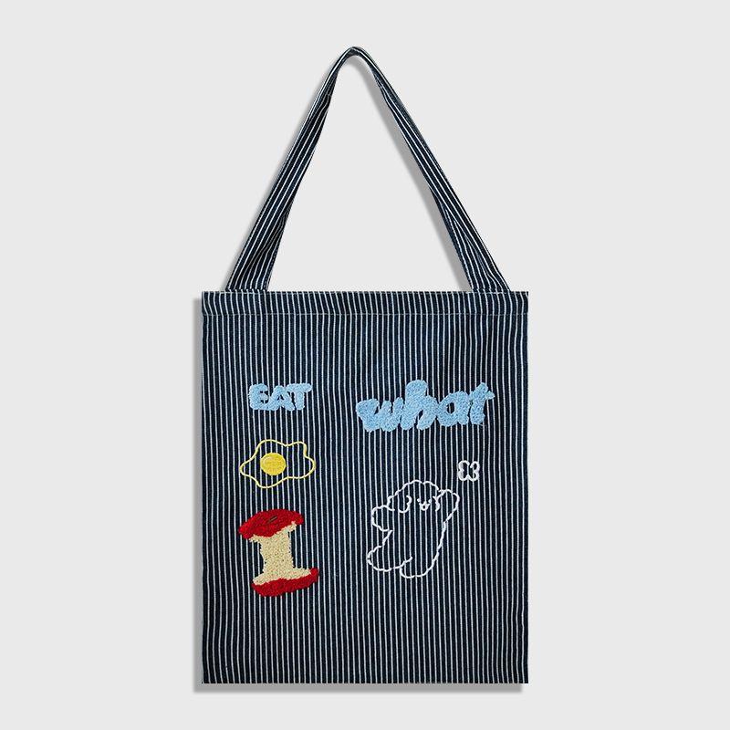 

Himade Stripes Girls Korean Shopping Tote Bag Blue