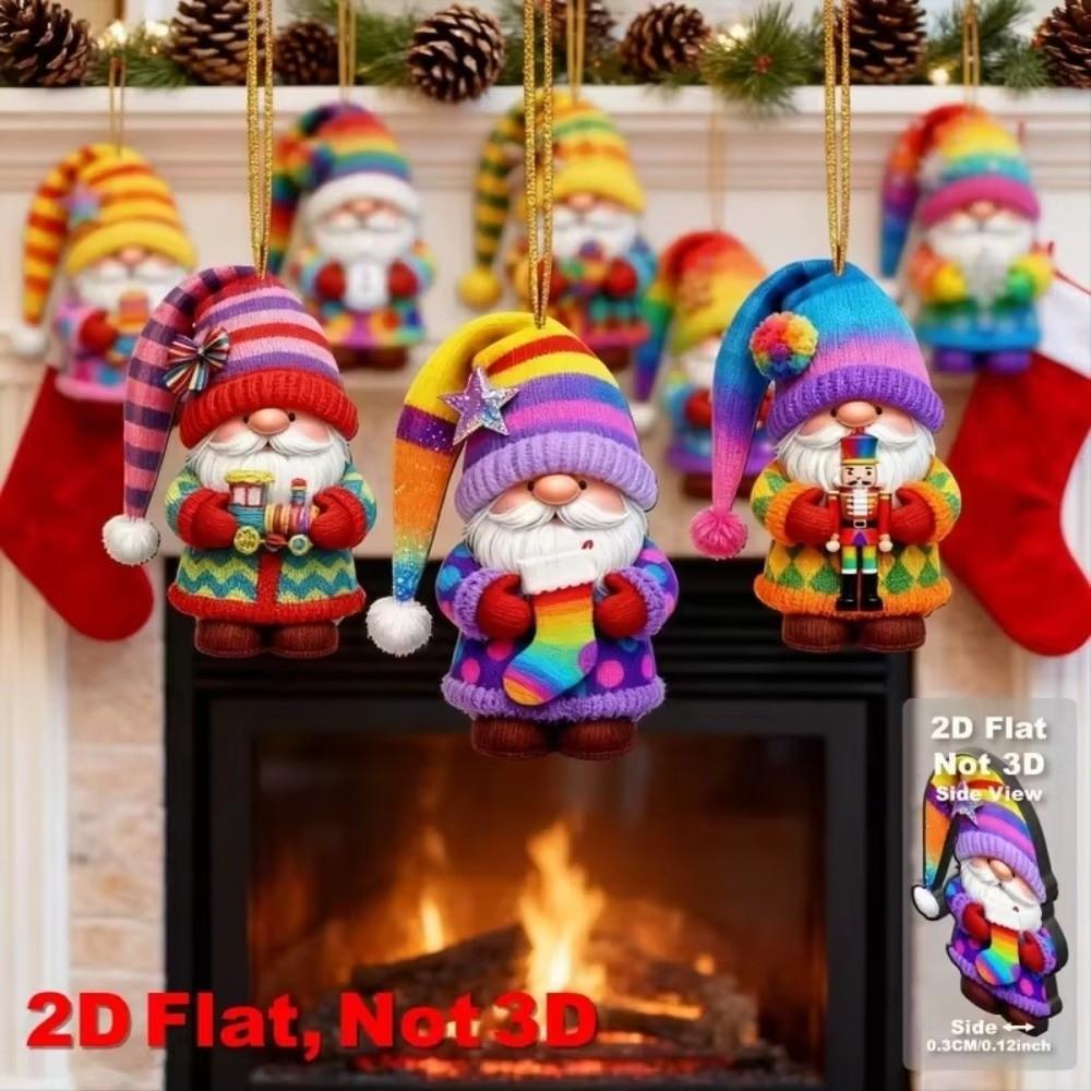 16 Pieces Set 2D Design Xmas Decor Elements Santa Claus Santa Claus Ornaments Christmas Tree