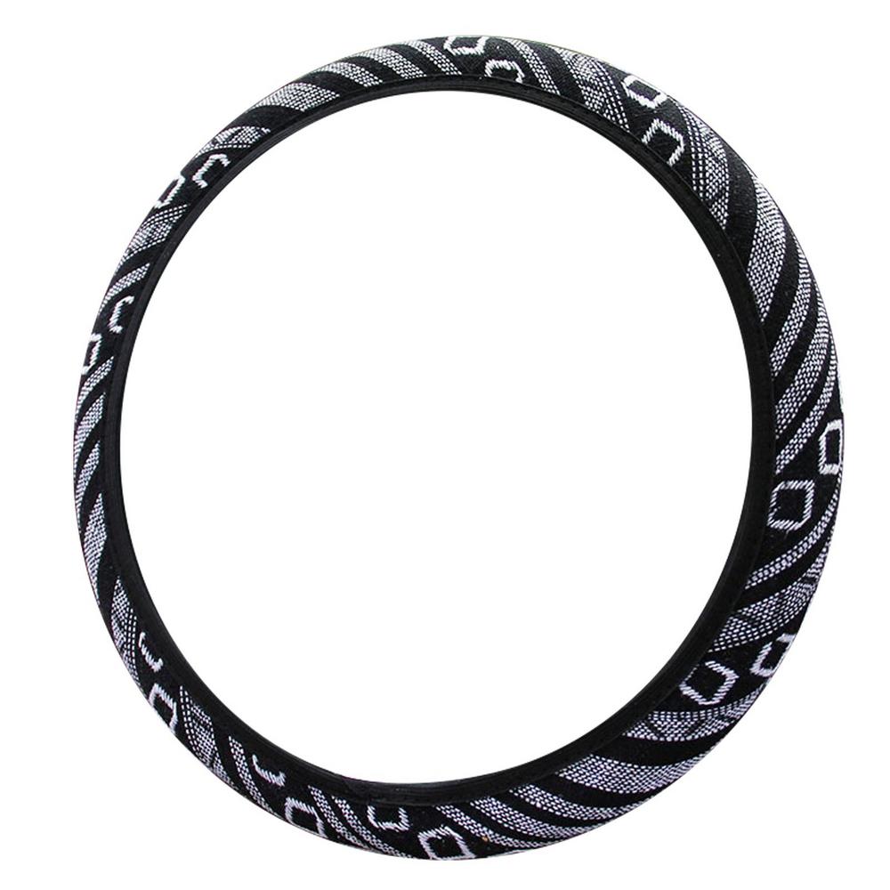 Flax Steering Wheel Cover Elastic Breathable Flax Cloth Cover No Inner Ring Ethnic Style Steering Wheel Decor Cover All Seasons