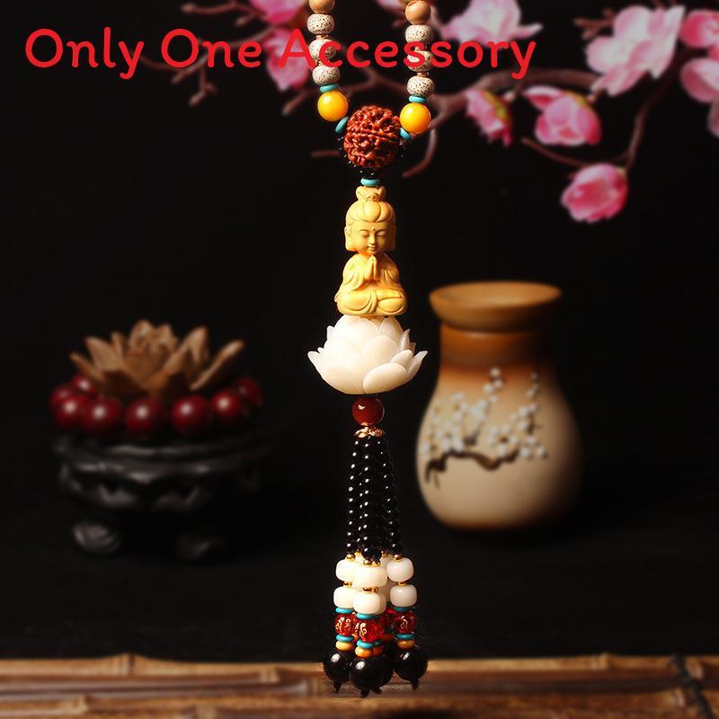 

Traditional Car Pendant With Yellow Boxwood Material For Interior Decor Gift White E