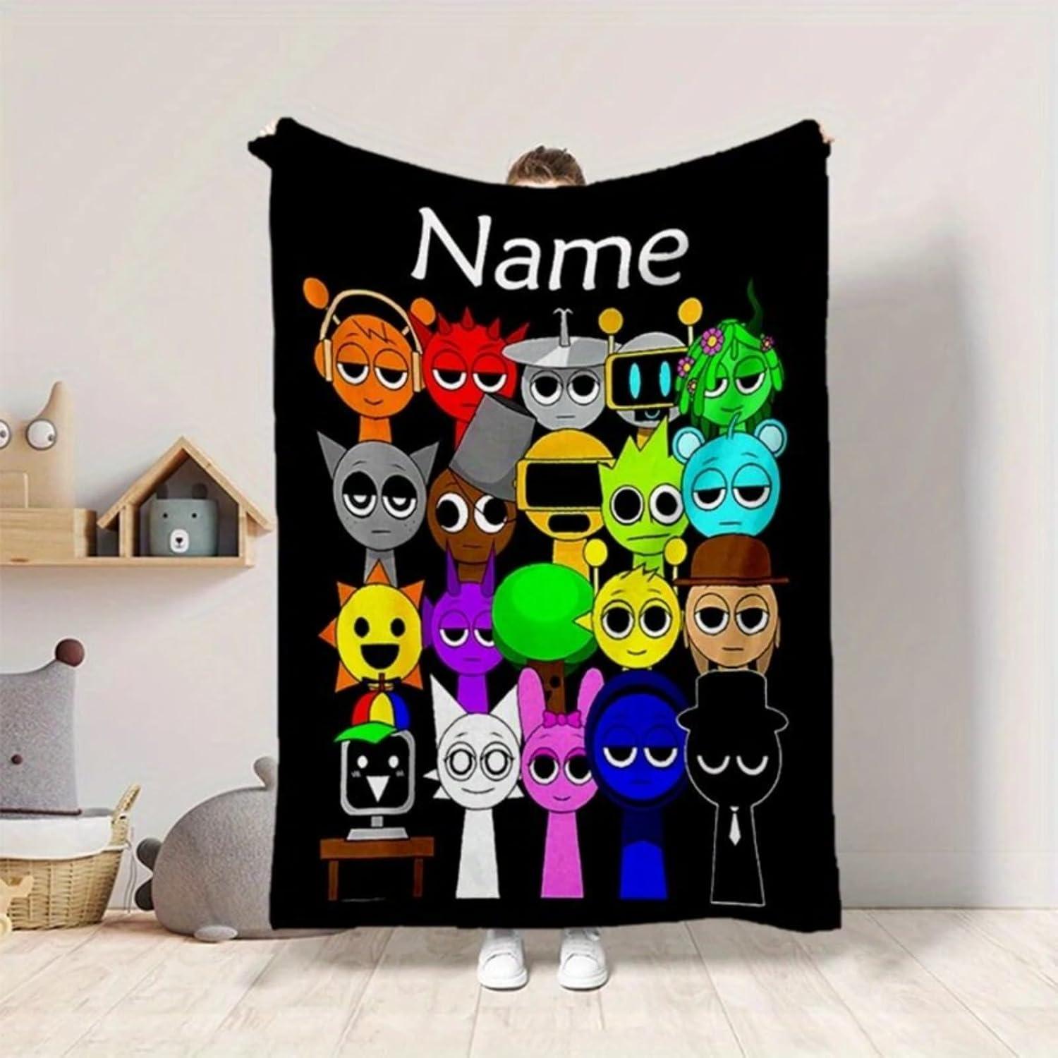 

Sprunki Blanket With Name Customized Flannel Blanket For Kids Boys Girls Soft Perfect Birthdays Travel or Home Bed Sofa Decor Flannel 75 x 100cm