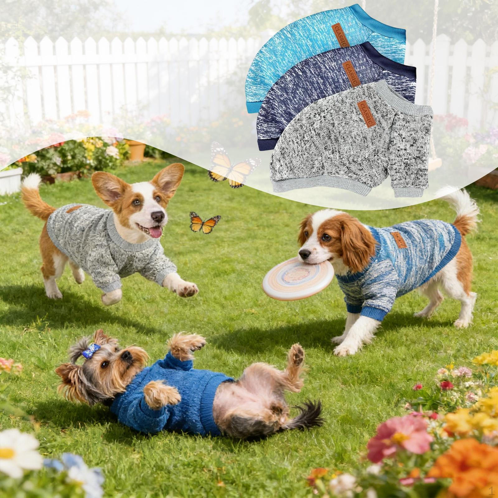 

3Pcs Dog Sweaters Garments Costume Doggy Winter Cat Clothes Warm Pet Apparels for Walking Hiking M