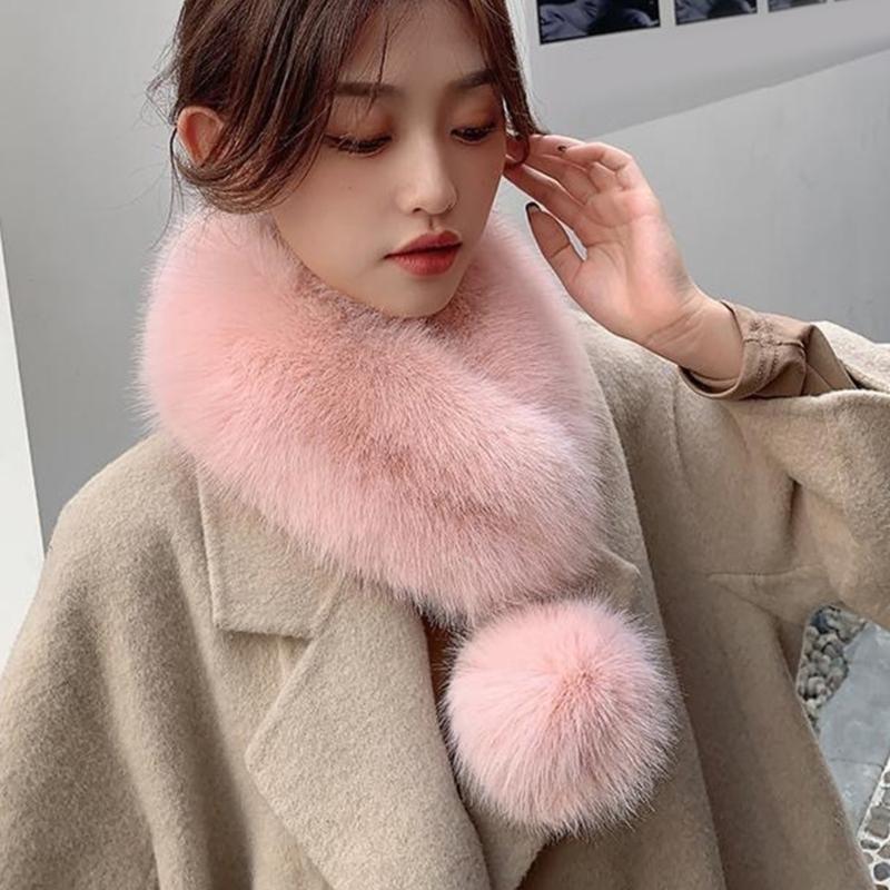 Faux Furs Scarf Winter Warm Neck Wrap Furry Neck Scarf for Office Daily Wear