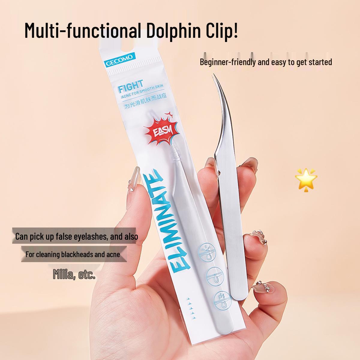 

GECOMO Multi-Use Dolphin Tweezers: Precision Tool for Blackheads & Makeup