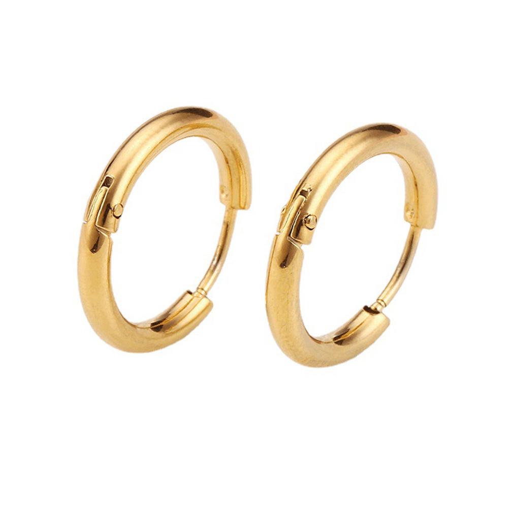 2 PCS Small Hoop Earrings Silver Color Stainles Steel Round Pendientes Anti-allergy for Women Men 2025 Fashion Jewelry Gifts