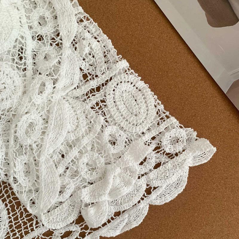 Bohemian Crochet High-Waisted Knit Skirt