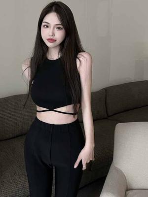 Summer New Cross-strap Sleeveless Inner Vest Sweet and Sexy Outer Wear Spice Girl Short  Female Trend
