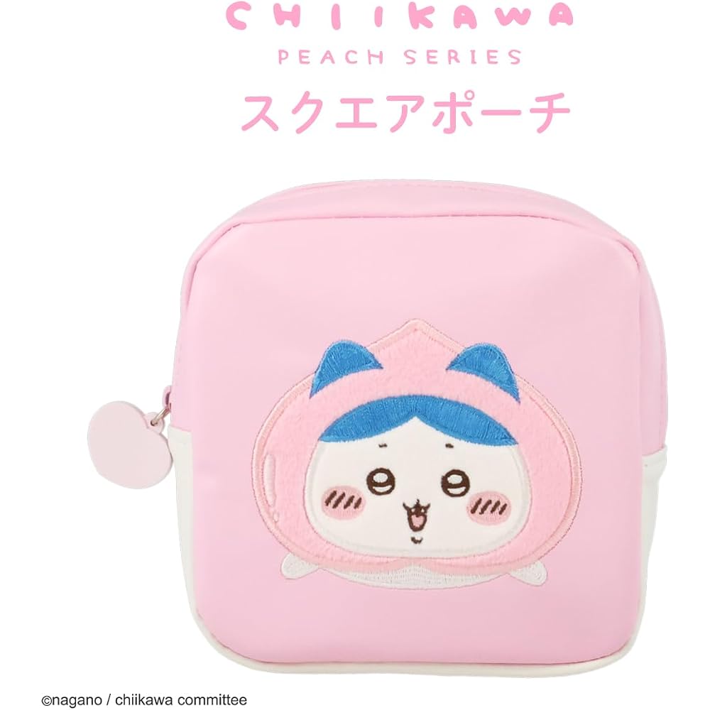 Shobido Chiikawa Square Pouch Original Design Peach Series 15cm x 15cm Cosmetic Bag