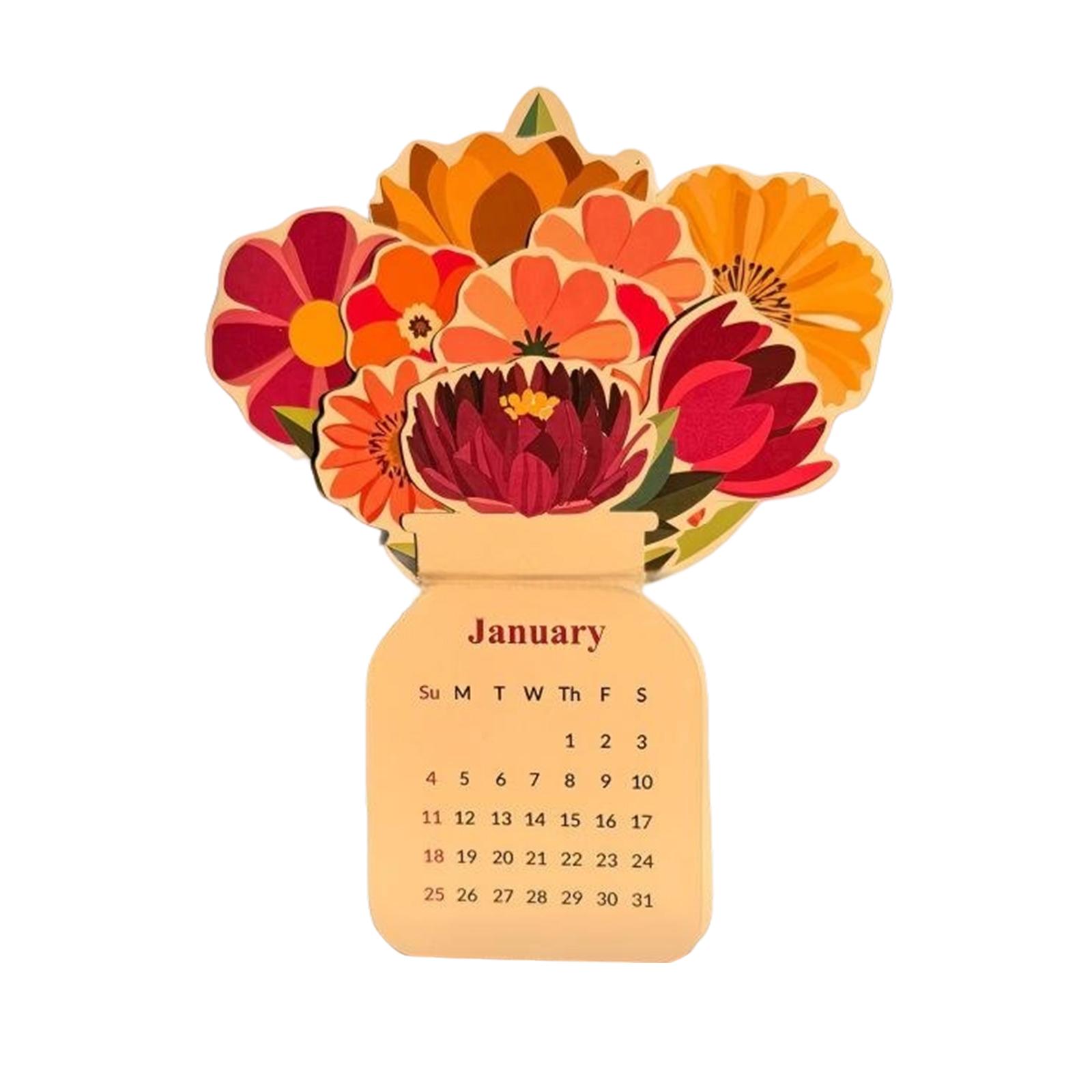

A 12-month 3D Floral Desktop Calendar, Suitable As A Home Decoration And Gift. One Size