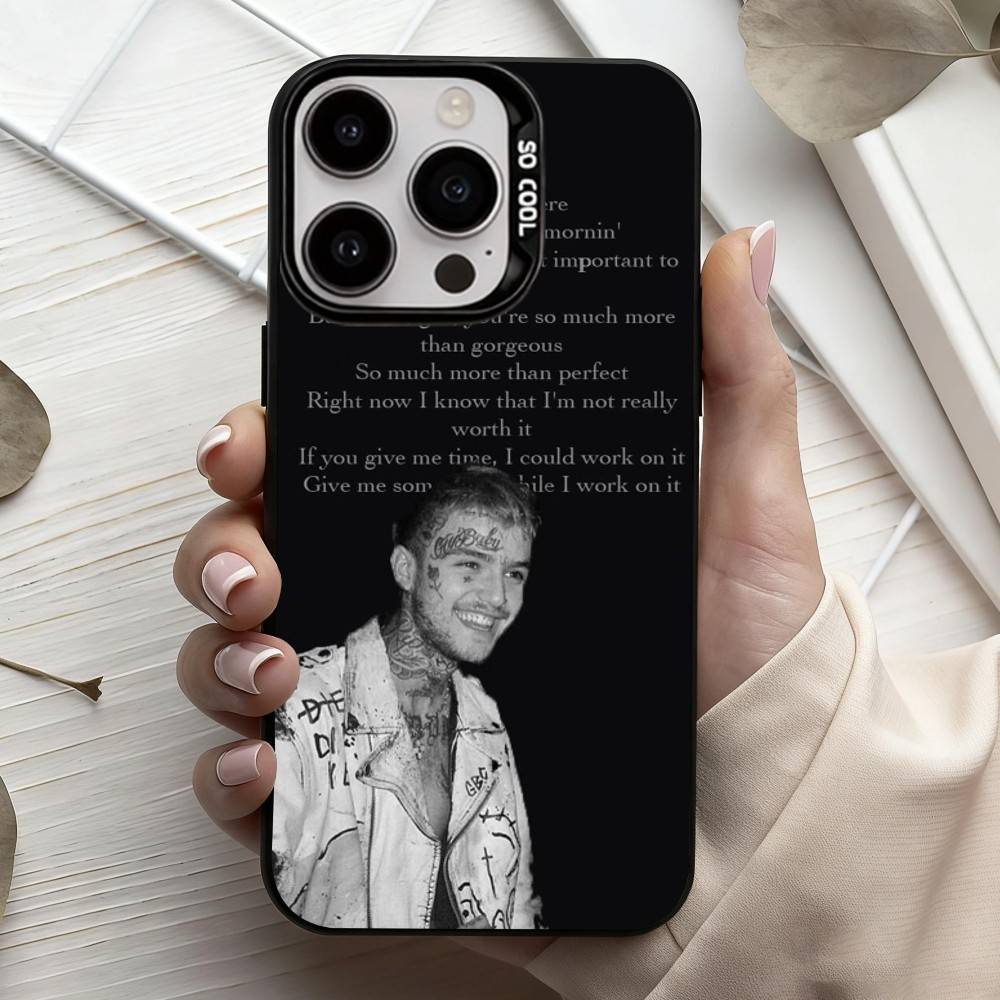 S-Star Shopping Lil Peep Handyhülle für iPhone 17, 16, 15, 14, 13, 12, 11 Plus, Pro Max Schwarze Candy Silberbeschichtete Hülle