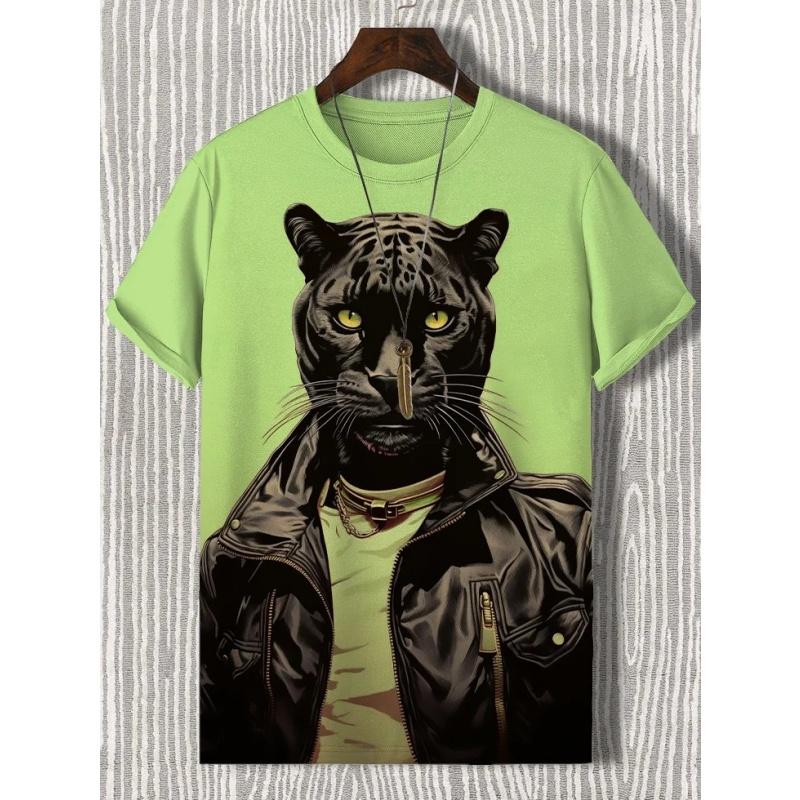 

Футболка с рисунком леопарда орангутана для мужчин, красочные крутые футболки с 3D-принтом в виде животных, повседневные футболки с коротким рукавом и круглым вырезом, уличные футболки 6XL