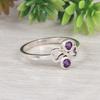 Natural Amethyst Double Stone Ring  | 925 Sterling Silver Minimalist Ring | February Birthstone Ring | Dainty Gemstone Ring | Gift for Her