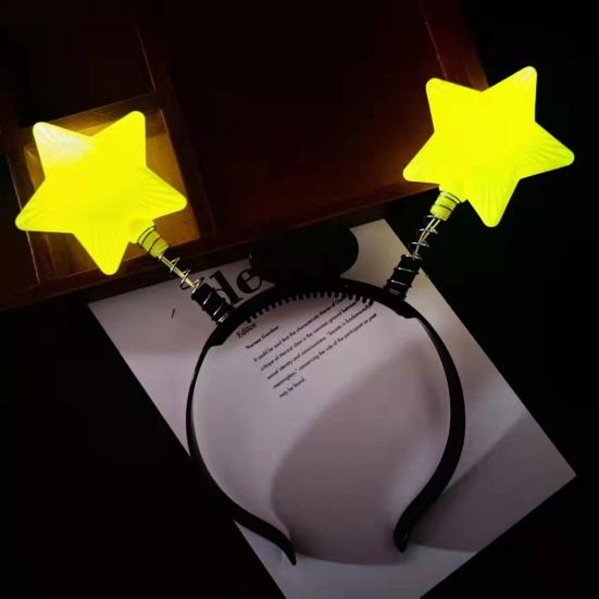 Luminous Headband Flashing Glow Hairhoop Light Up Hairband Star 3 Modes Cosplay Glowing Prop for Weddings Parties Holidays Dance Adults Kids