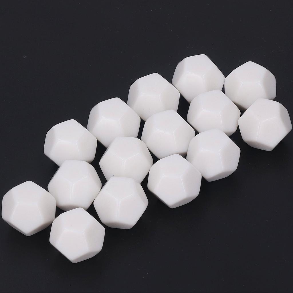 30PCS 12 Sided Blank Dice Plastic Write On Teaching Dice Cubes Polyhedral Dice Kit for Entertainment Education 2.2cm White