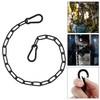 20 Inch 3mm 304 Stainless Steel Gate Chain Lock for Outdoor Fences Pet Cages Livestock with 2pcs 50x25mm Buckles Black