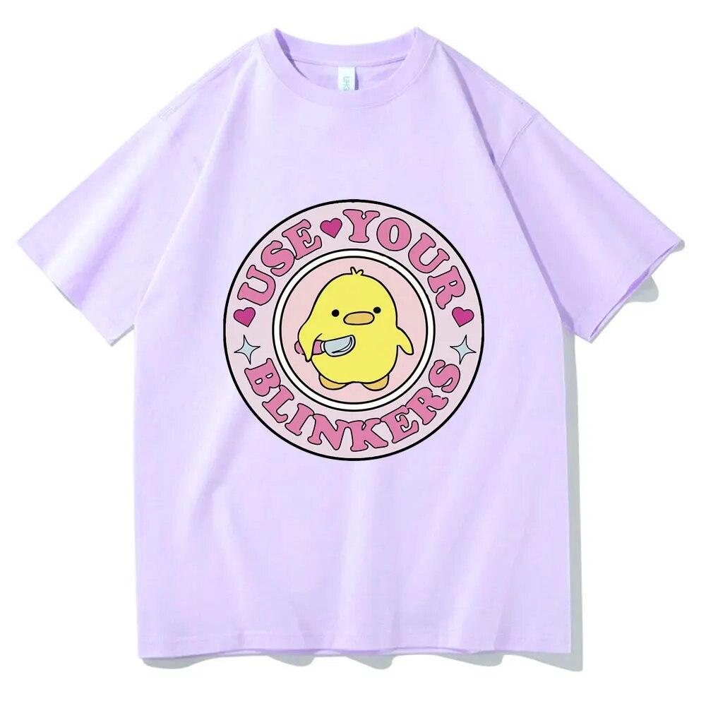 Anime Use Your Blinkers Funny Duck Meme Tričko Módní Oversized Ležérní 100% bavlna Tričko s krátkým rukávem Volné Kreslené tričko