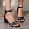 Fashion Low Sandals Woman Leather Low-heeled Fabric Rome Rubber Hoof Heels Slides Cotton Low Sandals Woman Leather Low-heeled Rome Cotto