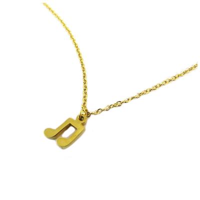 [P8053] - Halskette Stahl 'Musiknoten' vergoldet (Achtelnote) - 7x5 mm